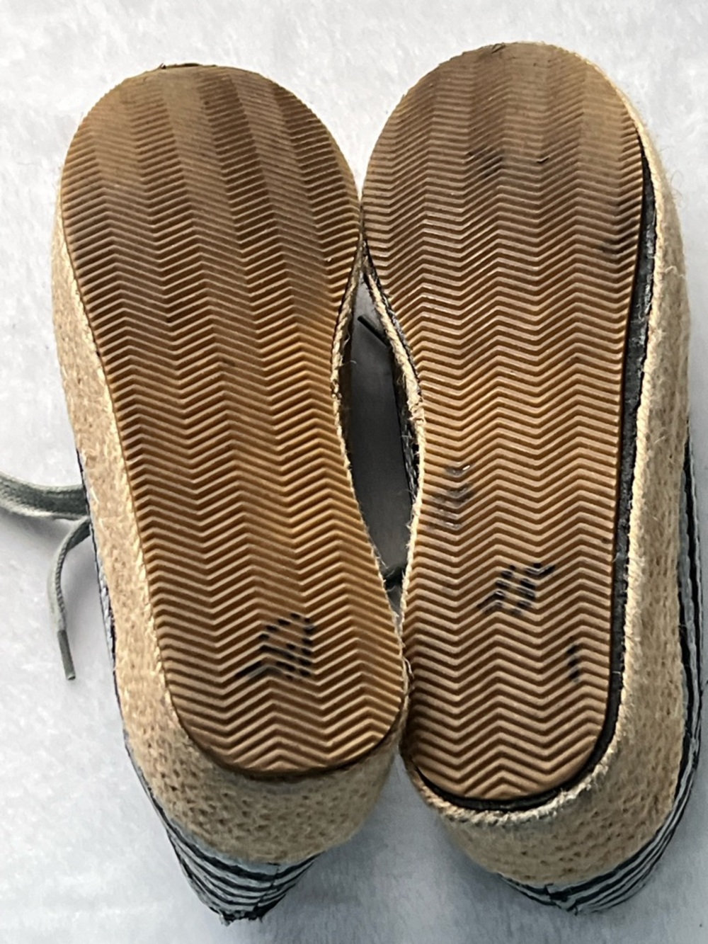 Striped Black & White Lace-Up Espadrille Platform Sneakers, Size 9 - Picture 9 of 12